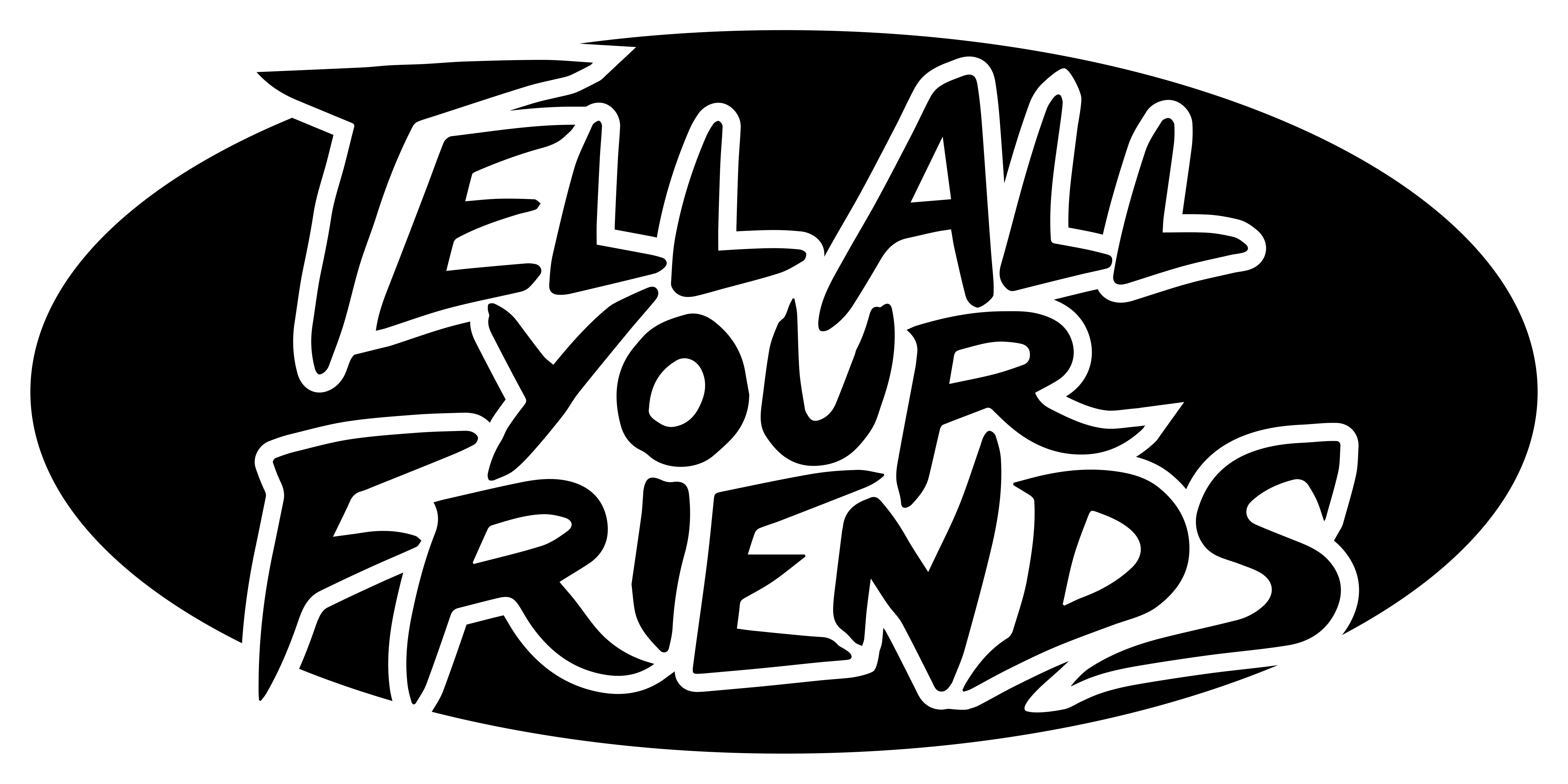 Tell All Your Friends logo with slogan - Light version on transparent background