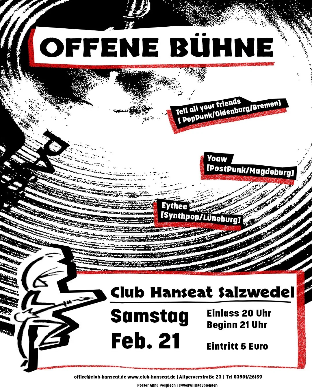 Event poster for Club Hanseat on 21. Feb.