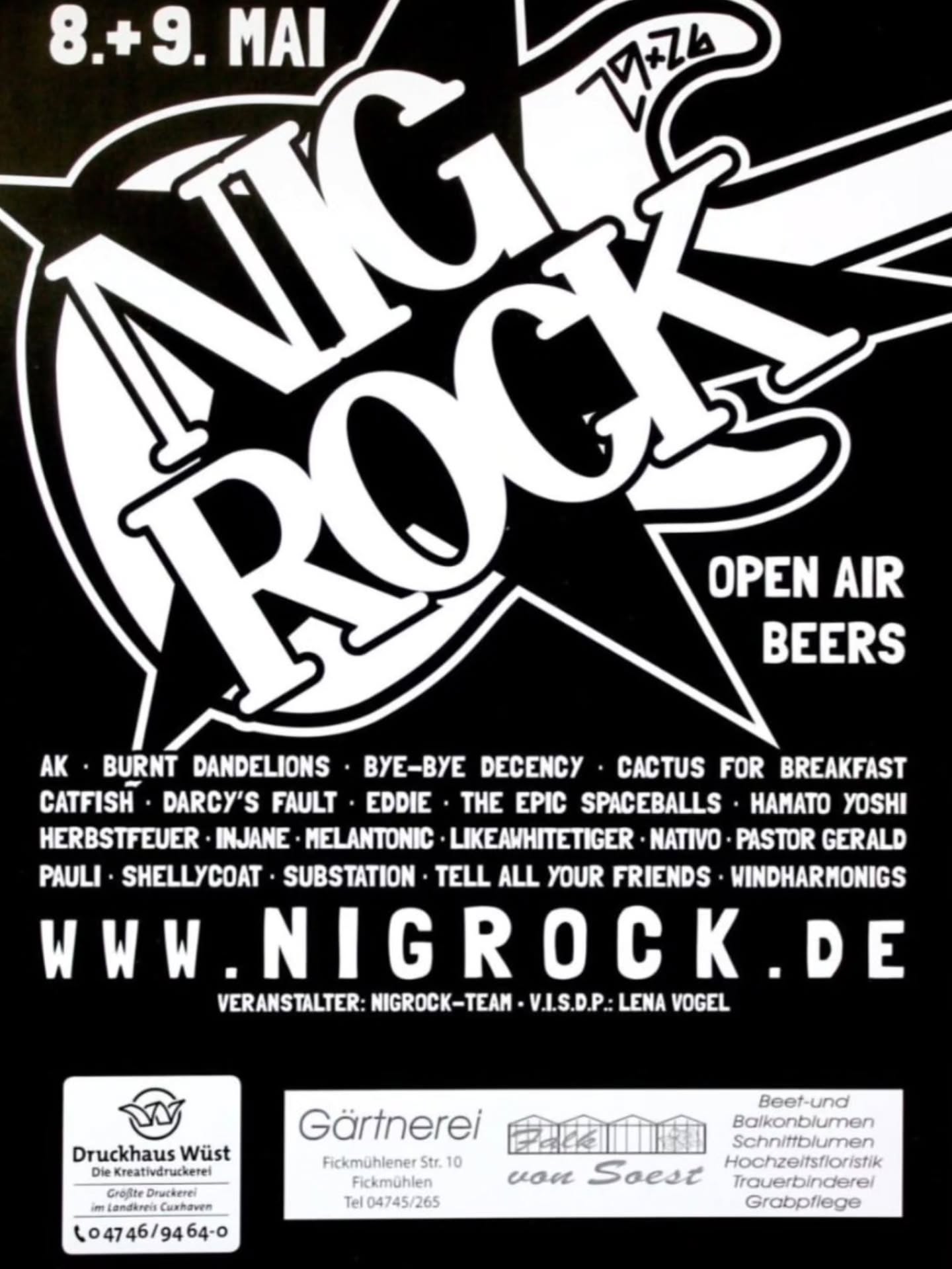 Event poster for Nigrock Festival on 8. Mai