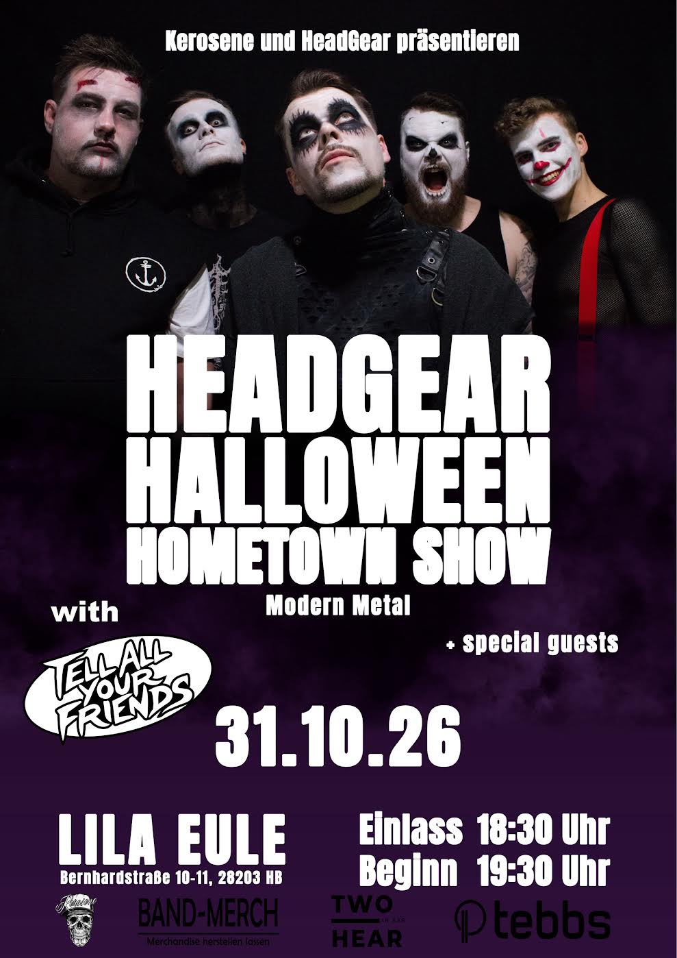 Event poster for HeadGear Halloween Show on 31. Okt.